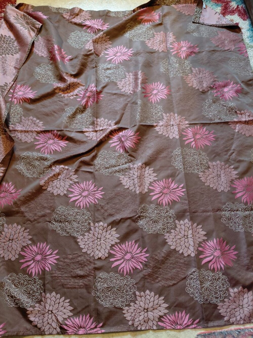 Pretty Brown and Pink Floral Shower Curtain